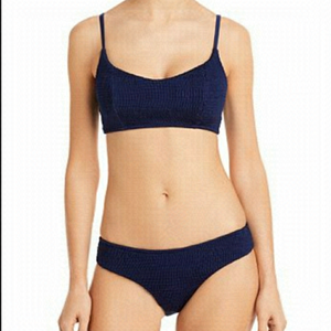 Peixoto Navy Blue Smocked 2-piece Bikini